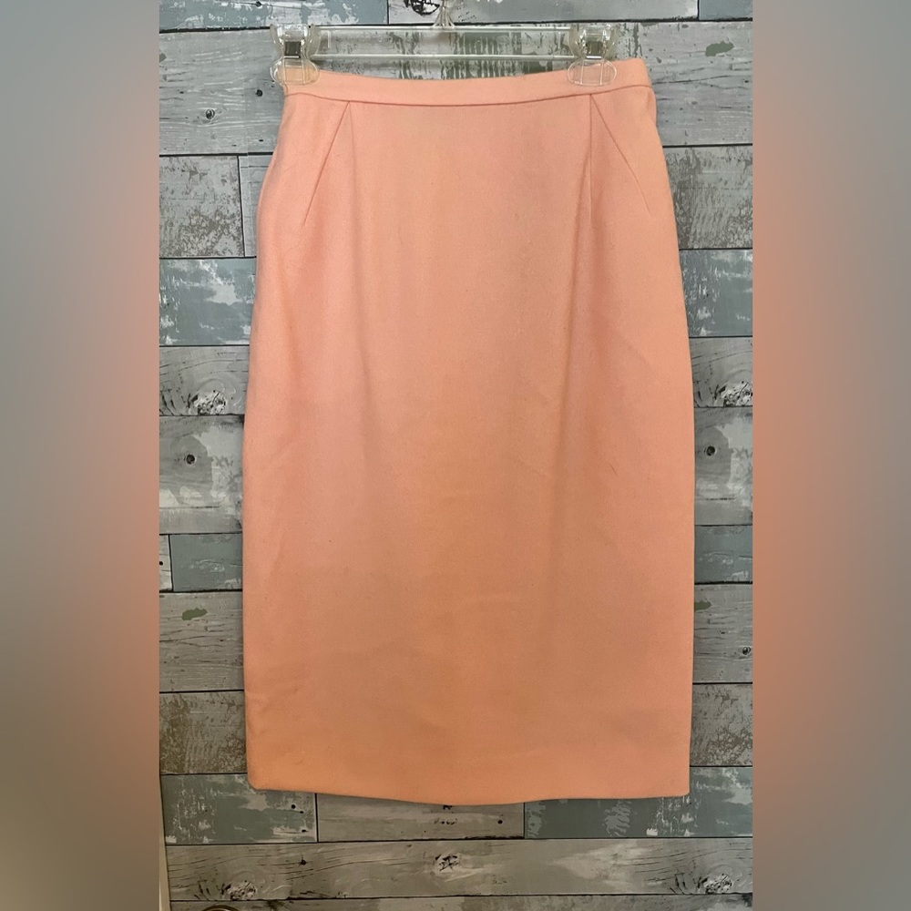 Vintage Retro 1960’s Mid Length Peach 100% Wool Skirt by a coordinate by Talbott